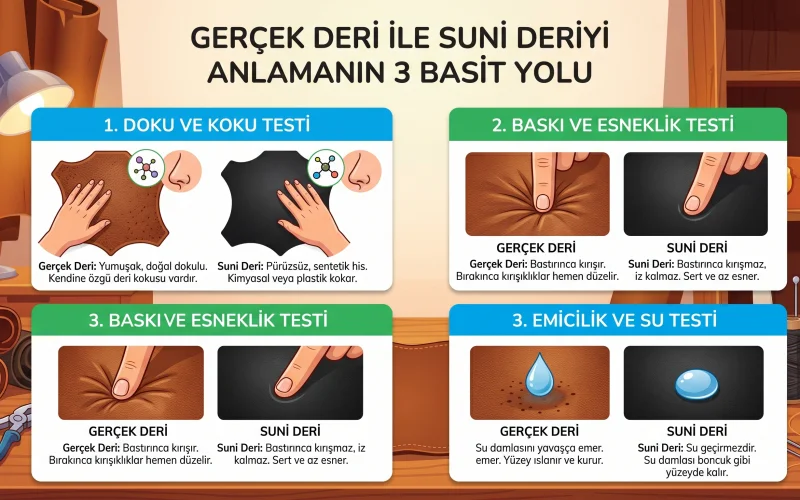 Gerçek Deri ile Suni Deriyi Anlamanın 3 Basit Yolu
